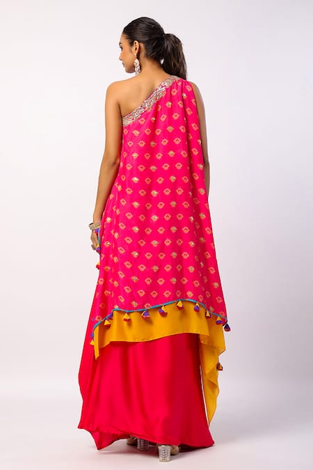 Swati Vijaivargie Rumi Layered Kaftan Tunic With Draped Skirt 