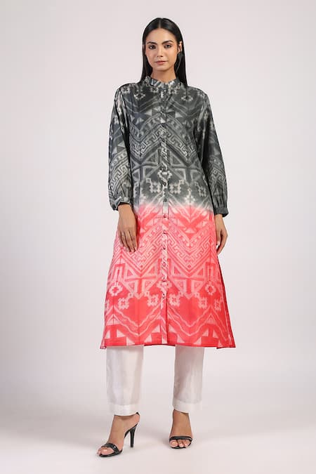 Swati Vijaivargie Tribal Pattern Ombre Kurta With Pant 