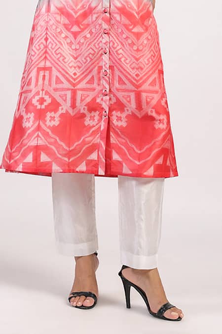 Buy_Swati Vijaivargie_Black Silk Bandeau Neck Tribal Pattern Ombre Kurta With Pant _Online_at_Aza_Fashions