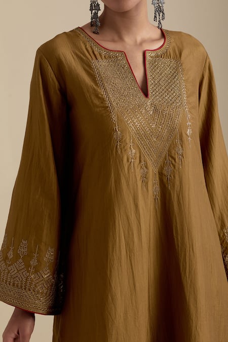 Kora_Green , Organza Sequins, Embroidery, Gota Patti, Zari A-line Kurta Set _at_Aza_Fashions