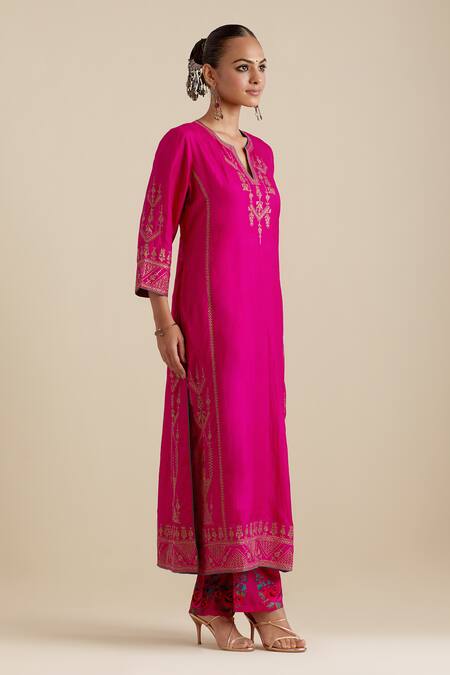 Kora Fuchsia , Organza Sequins, Embroidery, Gota Straight Kurta Pant Set at Aza Fashions Kora_Fuchsia , Organza Sequins, Embroidery, Gota Straight Kurta Pant Set _at_Aza_Fashions