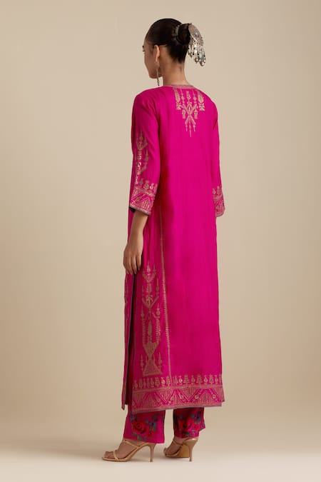 Shop Kora Fuchsia , Organza Sequins, Embroidery, Gota Straight Kurta Pant Set at Aza Fashions Shop_Kora_Fuchsia , Organza Sequins, Embroidery, Gota Straight Kurta Pant Set _at_Aza_Fashions