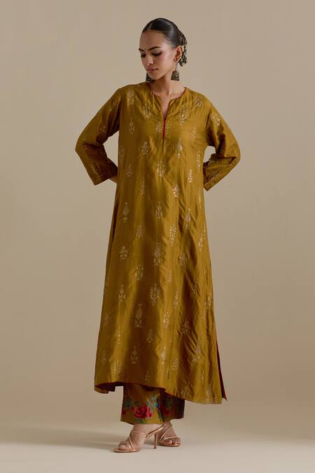 Kora Green , Organza Sequins, Embroidery, Gota Butis Long Kurta Pant Set Online at Aza Fashions Kora_Green , Organza Sequins, Embroidery, Gota Butis Long Kurta Pant Set _Online_at_Aza_Fashions