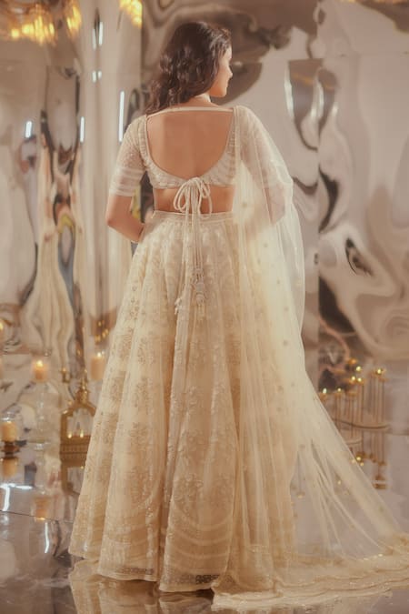 Tuhina Srivastava Glass Bead Embroidered Lehenga Blouse Set 