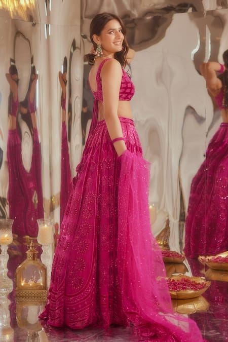 Tuhina Srivastava Floral Embroidered Lehenga Blouse Set 