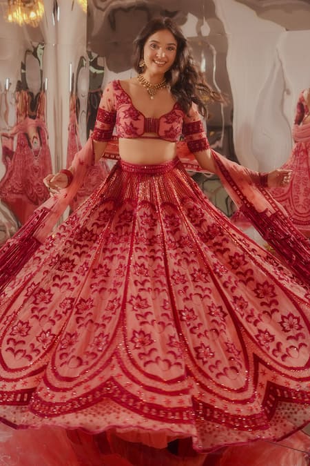 Tuhina Srivastava Glass Bead Embroidered Lehenga Set 
