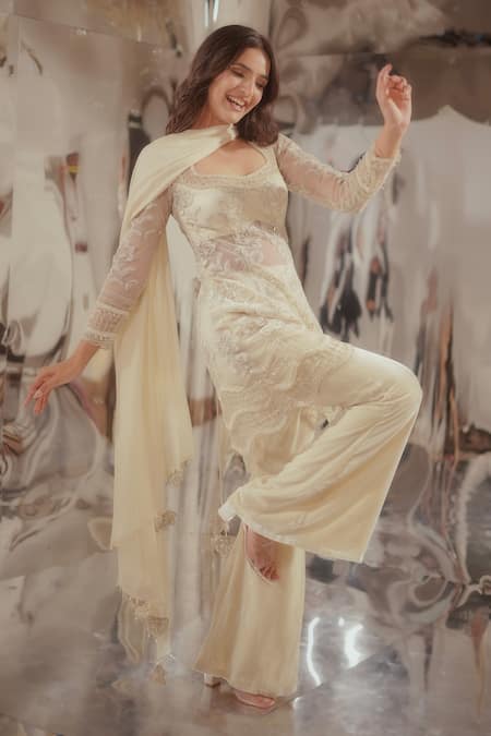 Tuhina Srivastava Front Cut-out Layered Kurta Set 