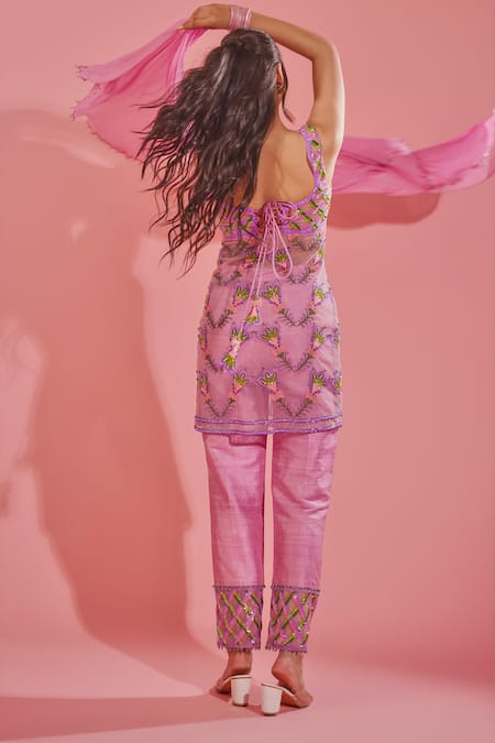 Tuhina Srivastava Abstract Floral Embroidered Kurta Pant Set 