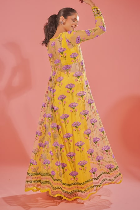 Tuhina Srivastava Floral Blossom Embroidered Jacket & Sharara Set 