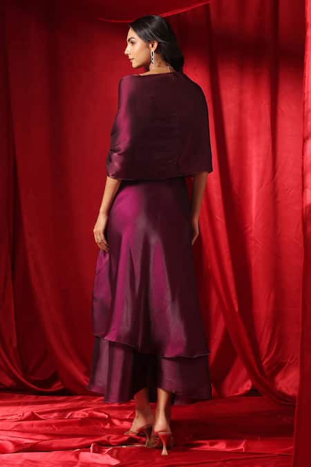 B'Infinite Rasin Aura Draped Flared Dress 