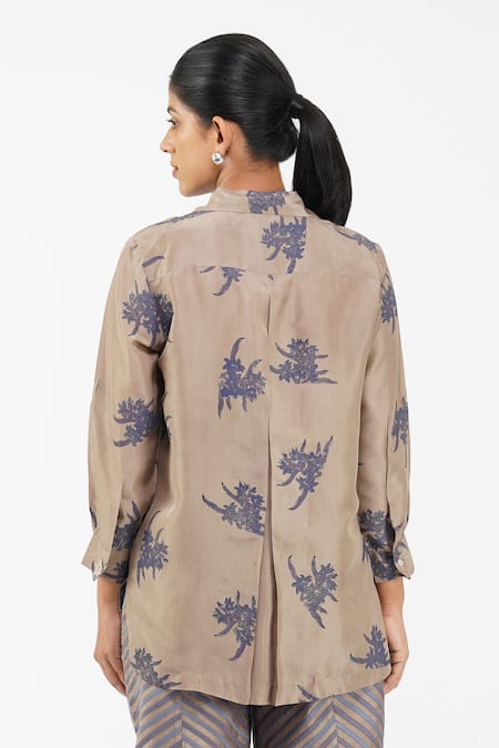 Diva By Sangeeta Ranka Silk Floral Print Shirt 