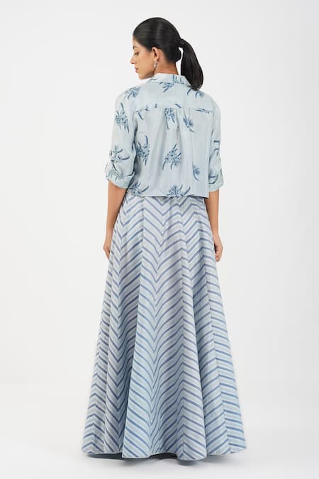 Diva By Sangeeta Ranka Floral Print Shirt Skirt Set 