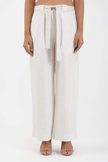 Diva By Sangeeta Ranka_Purple Linen Collared Garden Print Shirt And Trouser Set _Online_at_Aza_Fashions