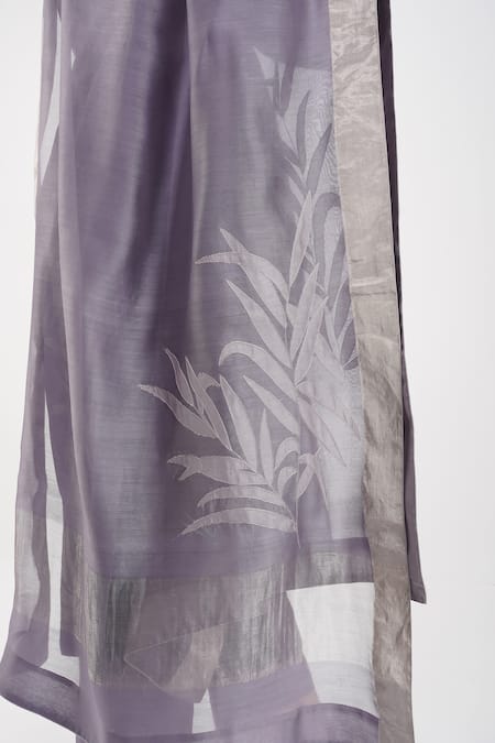 Buy Diva By Sangeeta Ranka Purple Chanderi, Linen Embroidery, Applique Mandarin Collar Leaf Kurta Set Buy_Diva By Sangeeta Ranka_Purple Chanderi, Linen Embroidery, Applique Mandarin Collar Leaf Kurta Set