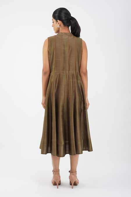 Diva By Sangeeta Ranka Chanderi Panelled Sleeveless Dress 