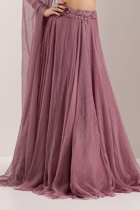Shop Silky Bindra Purple Organza, Chiffon, Silk Crystals, Bella Placed Snowflake Lehenga Set Online at Aza Fashions Shop_Silky Bindra_Purple Organza, Chiffon, Silk Crystals, Bella Placed Snowflake Lehenga Set _Online_at_Aza_Fashions