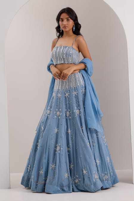 Silky Bindra Elsa Snowflake Crystal Embellished Lehenga Set 