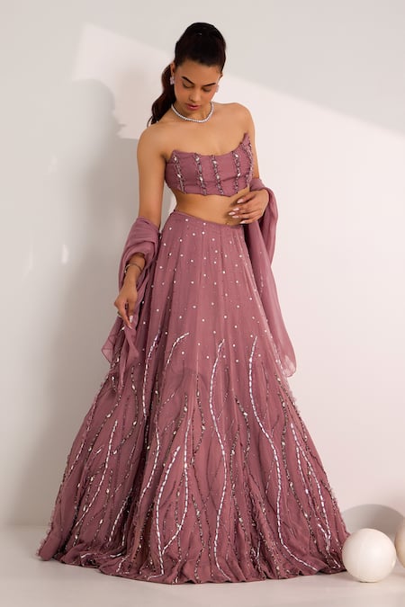 Silky Bindra Ilaria Crystal Wave Embellished Lehenga Set 