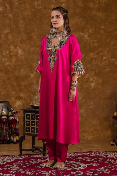 Ekavira Layla Silk Coin Embellished Choga With Salwar 