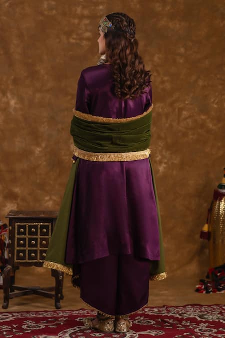 Ekavira Shaira Silk Coin Embellished Kurta Wrap Palazzo Set