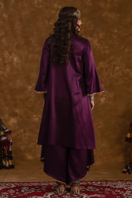 Ekavira Shaira Silk Metallic Tassel Embellished Kurta Wrap Palazzo Set 