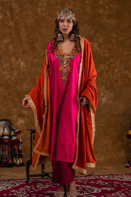 Ekavira Layla Tribal Embroidered Chouga Kurta & Salwar Set 