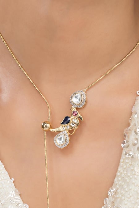 Vasundhara Zoya Parrot Studded Chain Necklace 