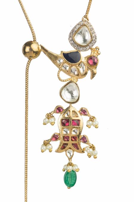 Buy_Vasundhara_Gold Plated Gulnar Parrot Fish Chain Necklace_Online_at_Aza_Fashions