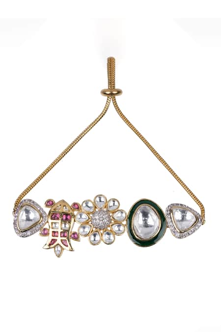 Vasundhara Gold Plated Stones Qamar Embellished Bracelet Online at Aza Fashions Vasundhara_Gold Plated Stones Qamar Embellished Bracelet _Online_at_Aza_Fashions