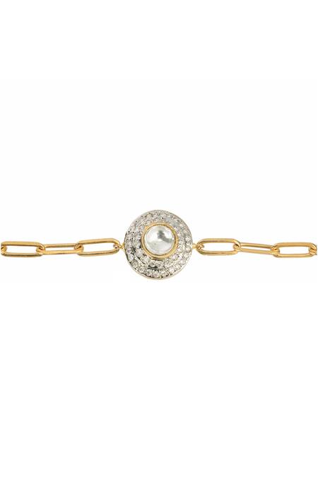 Vasundhara_Gold Plated Crystals, Diamonds Tahseen Stone Studded Bracelet_Online_at_Aza_Fashions