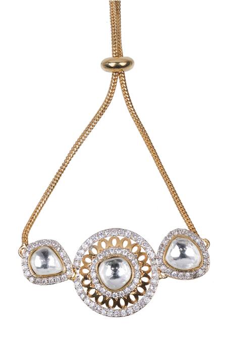 Vasundhara_Gold Plated Diamonds, Stones Firdaus American Studded Bracelet_Online_at_Aza_Fashions