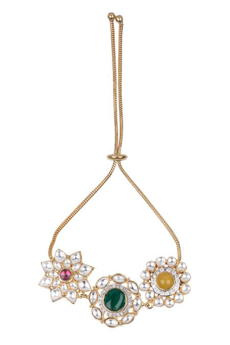 Shop Vasundhara Multi Color Stones, Diamonds Naseem American Studded Bracelet at Aza Fashions Shop_Vasundhara_Multi Color Stones, Diamonds Naseem American Studded Bracelet_at_Aza_Fashions