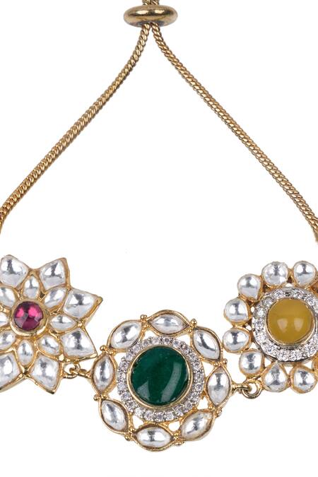 Vasundhara Multi Color Stones, Diamonds Naseem American Studded Bracelet Online at Aza Fashions Vasundhara_Multi Color Stones, Diamonds Naseem American Studded Bracelet_Online_at_Aza_Fashions