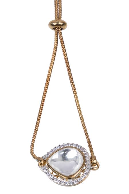 Buy_Vasundhara_Gold Plated Diamonds, Stones Rafia Tear Drop Shaped Bracelet _Online_at_Aza_Fashions