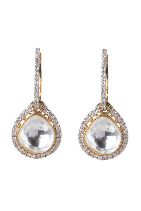 Buy Vasundhara Gold Plated Crystals, Diamonds Geetika Tear Drop Shaped Danglers Online at Aza Fashions Buy_Vasundhara_Gold Plated Crystals, Diamonds Geetika Tear Drop Shaped Danglers _Online_at_Aza_Fashions