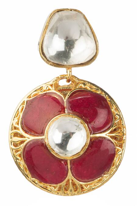 Vasundhara Gold Plated Rhinestones, Stones Aishani Tear Drop Embellished Earrings Online at Aza Fashions Vasundhara_Gold Plated Rhinestones, Stones Aishani Tear Drop Embellished Earrings_Online_at_Aza_Fashions