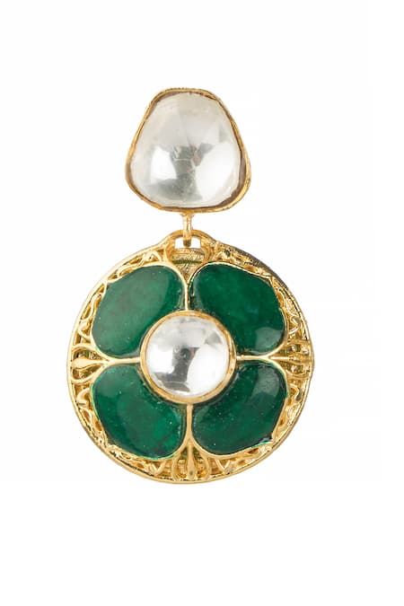 Vasundhara Gold Plated Rhinestones, Stones Aishani Rhodolite Earrings Online at Aza Fashions Vasundhara_Gold Plated Rhinestones, Stones Aishani Rhodolite Earrings_Online_at_Aza_Fashions