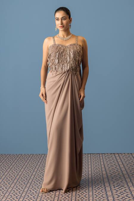 Rishi And Soujit Pink Organza, Georgette Sequins, Pearls, Cut Work Sweetheart Embroidered Gown Online at Aza Fashions Rishi And Soujit_Pink Organza, Georgette Sequins, Pearls, Cut Work Sweetheart Embroidered Gown _Online_at_Aza_Fashions