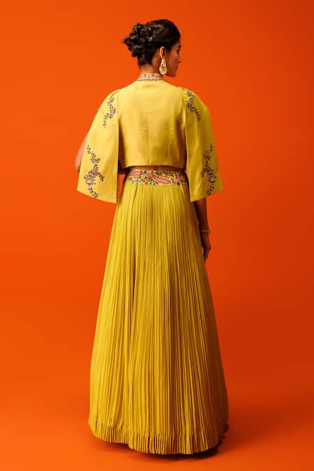 Rishi And Soujit Paisley Embroidered Jacket Skirt Set 