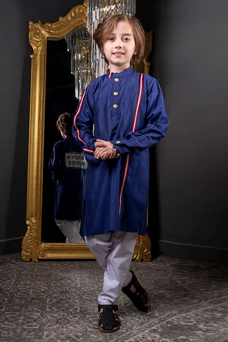 Hoity Moppet Brown Munde Embroidered Kurta With Pyjama 