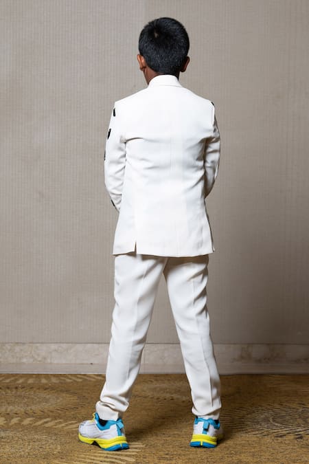 Shop Kirti Agarwal - Pret N Couture White Cotton Satin Beads Embellished Jacket Pant Set at Aza Fashions Shop_Kirti Agarwal - Pret N Couture_White Cotton Satin Beads Embellished Jacket Pant Set _at_Aza_Fashions