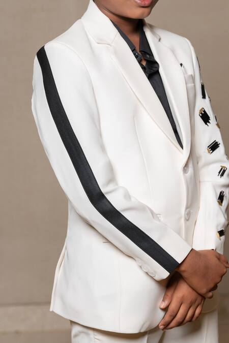 Kirti Agarwal - Pret N Couture White Cotton Satin Beads Embellished Jacket Pant Set at Aza Fashions Kirti Agarwal - Pret N Couture_White Cotton Satin Beads Embellished Jacket Pant Set _at_Aza_Fashions