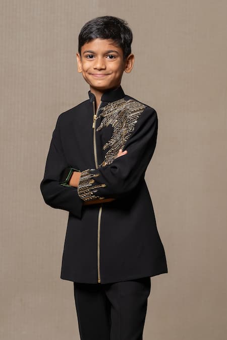 Buy Kirti Agarwal - Pret N Couture Black Sequins, Beads Embellished Bandhgala Set Online at Aza Fashions Buy_Kirti Agarwal - Pret N Couture_Black Sequins, Beads Embellished Bandhgala Set _Online_at_Aza_Fashions