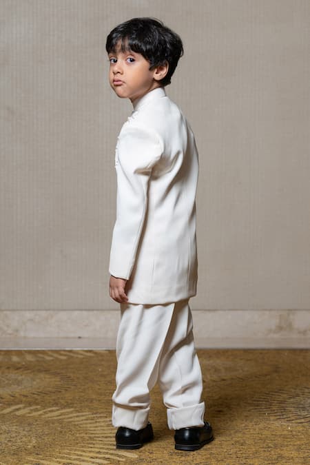 Shop Kirti Agarwal - Pret N Couture Off White Beads, Pearls Embellished Bandhgala With Pant at Aza Fashions Shop_Kirti Agarwal - Pret N Couture_Off White Beads, Pearls Embellished Bandhgala With Pant _at_Aza_Fashions