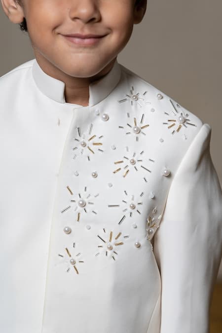 Buy Kirti Agarwal - Pret N Couture Off White Beads, Pearls Embellished Bandhgala With Pant Online at Aza Fashions Buy_Kirti Agarwal - Pret N Couture_Off White Beads, Pearls Embellished Bandhgala With Pant _Online_at_Aza_Fashions