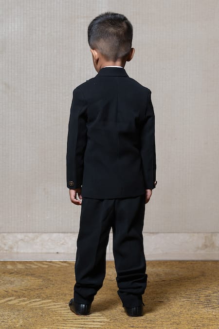 Shop Kirti Agarwal - Pret N Couture Black Gingham, Cotton Metallic Collar Jacket Pant Set at Aza Fashions Shop_Kirti Agarwal - Pret N Couture_Black Gingham, Cotton Metallic Collar Jacket Pant Set _at_Aza_Fashions