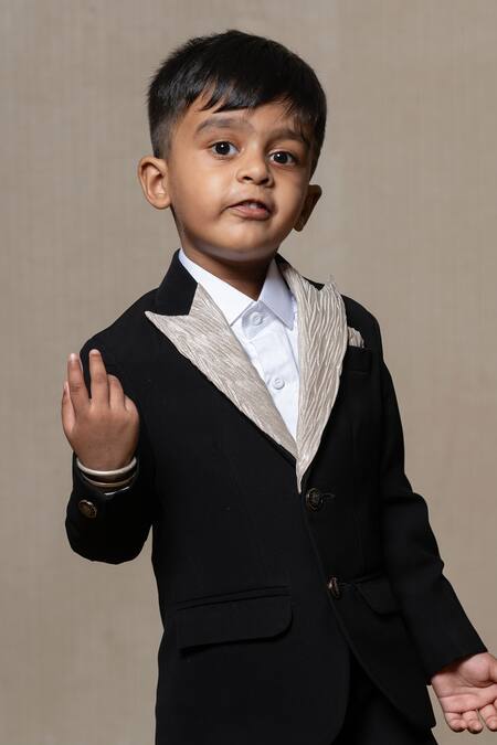 Buy Kirti Agarwal - Pret N Couture Black Gingham, Cotton Metallic Collar Jacket Pant Set Online at Aza Fashions Buy_Kirti Agarwal - Pret N Couture_Black Gingham, Cotton Metallic Collar Jacket Pant Set _Online_at_Aza_Fashions