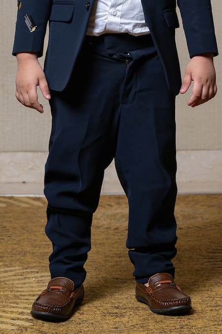 Kirti Agarwal - Pret N Couture Blue Jacquard, Gingham Beads Embellished Bandhgala Pant Set Online at Aza Fashions Kirti Agarwal - Pret N Couture_Blue Jacquard, Gingham Beads Embellished Bandhgala Pant Set _Online_at_Aza_Fashions