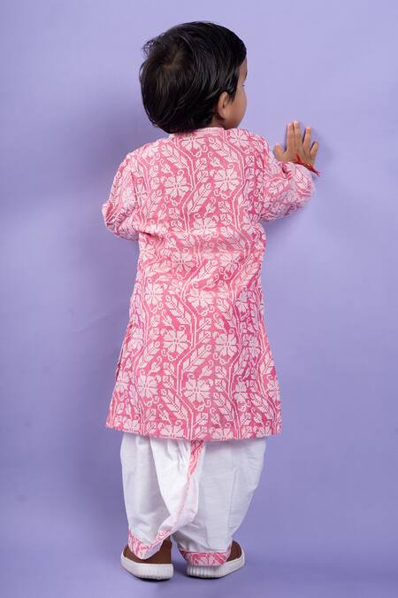 Shop Kirti Agarwal - Pret N Couture Pink Chanderi Silk, Cotton Thread Embroidered Kurta With Dhoti Pant at Aza Fashions Shop_Kirti Agarwal - Pret N Couture_Pink Chanderi Silk, Cotton Thread Embroidered Kurta With Dhoti Pant _at_Aza_Fashions