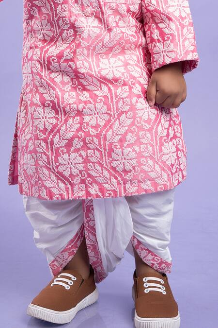 Kirti Agarwal - Pret N Couture Pink Chanderi Silk, Cotton Thread Embroidered Kurta With Dhoti Pant Online at Aza Fashions Kirti Agarwal - Pret N Couture_Pink Chanderi Silk, Cotton Thread Embroidered Kurta With Dhoti Pant _Online_at_Aza_Fashions